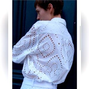 H&M white broderie blouse nwt
